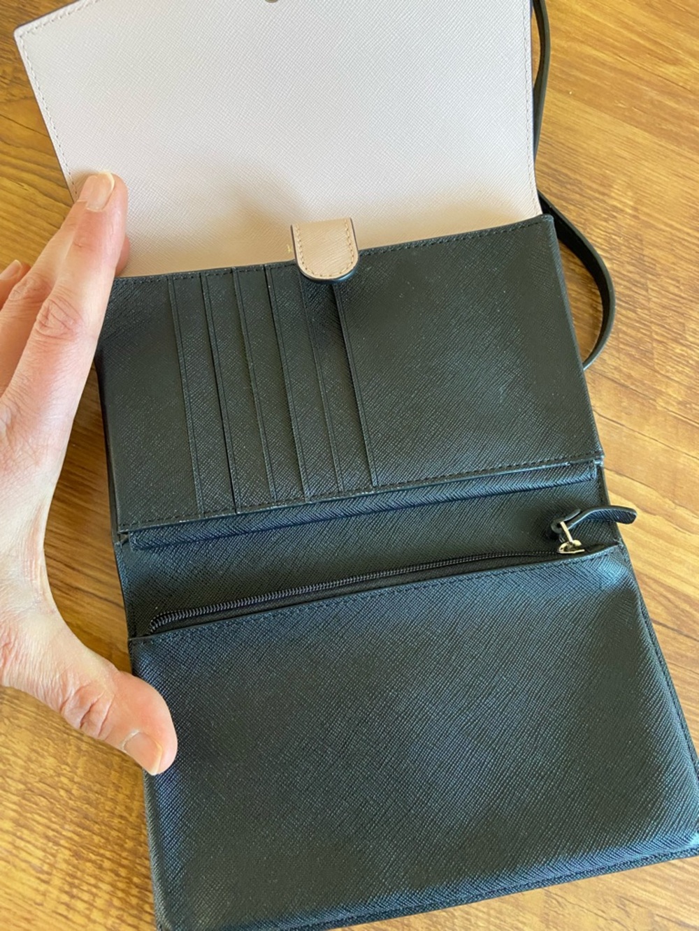 Kate Spade Pink and Black Laurel Way Winni Saffiano Leather Crossbody Clutch - Picture 7 of 11